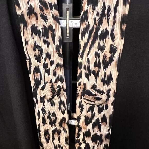 R & D Duster. Size 18. Black W Animal Print Contrast. Open Front. Raglan. AL - Picture 3 of 6